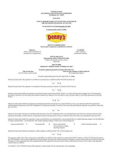 Thumbnail Denny's
 10-K Annual Report 