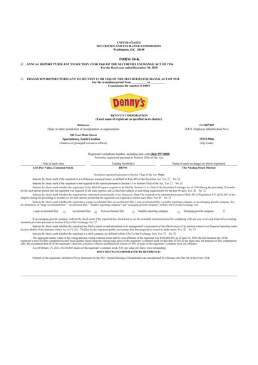 Thumbnail Denny's
 10-K Annual Report 2020