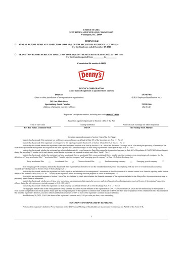 Thumbnail Denny's
 10-K Annual Report 2024