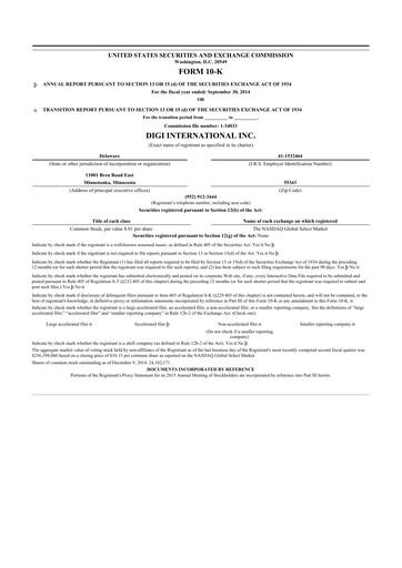 Thumbnail Digi International
 10-K Annual Report 2014