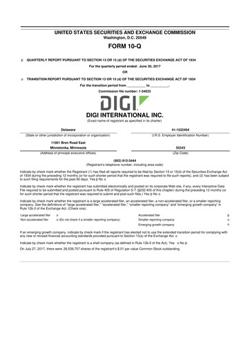 Thumbnail Digi International
 10-Q Quarterly Report FY2017 