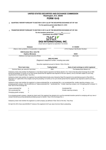 Thumbnail Digi International
 10-Q Quarterly Report FY2019 