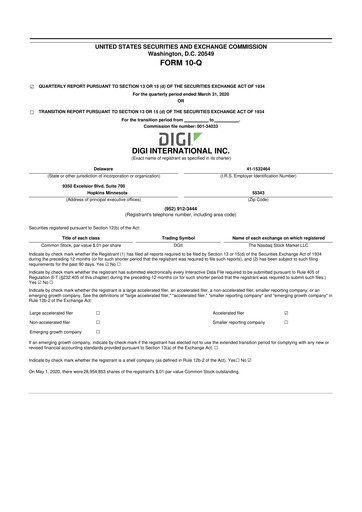 Thumbnail Digi International
 10-Q Quarterly Report FY2020 