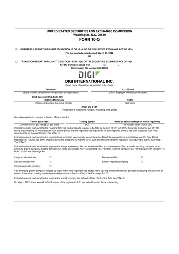 Thumbnail Digi International
 10-Q Quarterly Report FY2022 