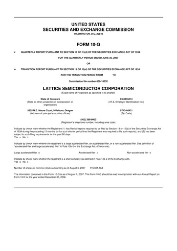 Vorschaubild Lattice Semiconductor 10-Q Quartalsbericht  