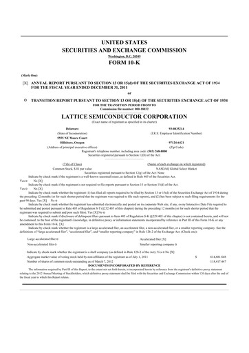 Thumbnail Lattice Semiconductor 10-K Annual Report 2011