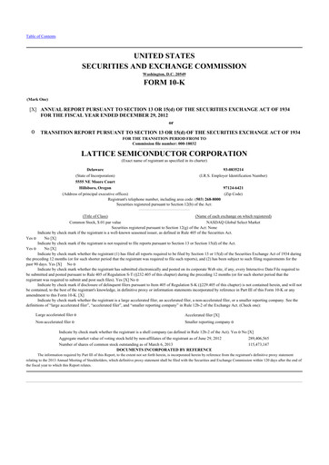 Thumbnail Lattice Semiconductor 10-K Annual Report 2012