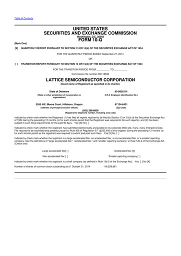 Vorschaubild Lattice Semiconductor 10-Q Quartalsbericht 2014 
