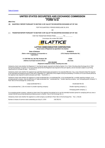 Vorschaubild Lattice Semiconductor 10-Q Quartalsbericht 2018 