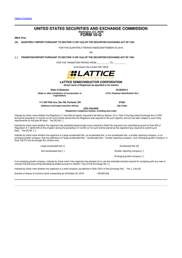 Vorschaubild Lattice Semiconductor 10-Q Quartalsbericht 2018 