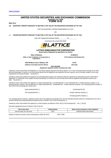 Vorschaubild Lattice Semiconductor 10-Q Quartalsbericht 2019 