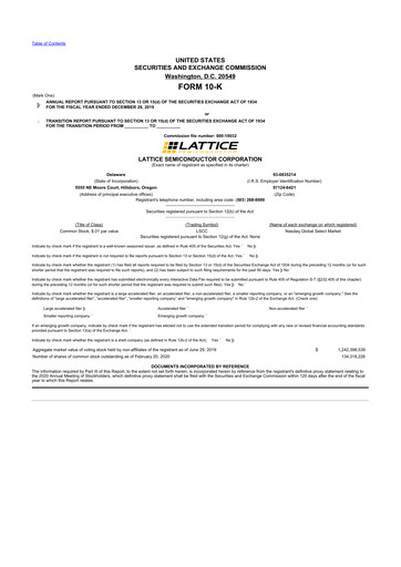 Thumbnail Lattice Semiconductor 10-K Annual Report 2019