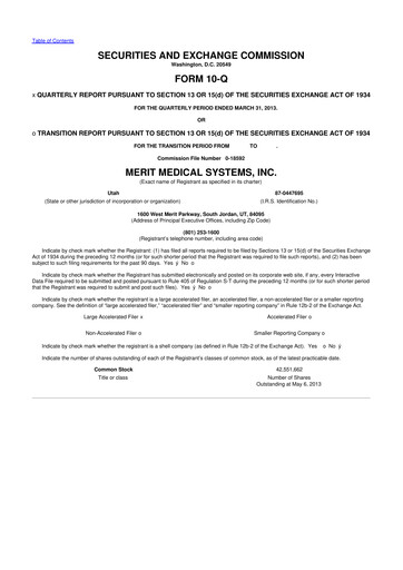 Thumbnail Merit Medical 10-Q Quarterly Report FY2013 