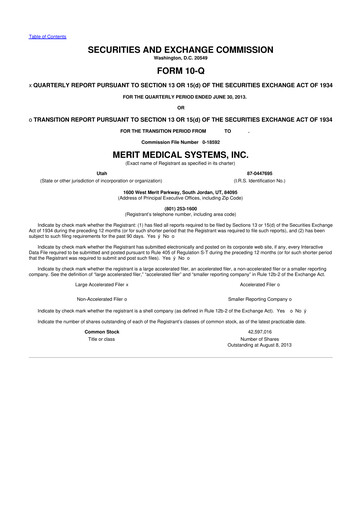 Thumbnail Merit Medical 10-Q Quarterly Report FY2013 