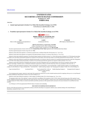 Thumbnail Merit Medical 10-K Annual Report 2018