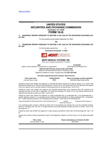 Thumbnail Merit Medical 10-Q Quarterly Report FY2022 