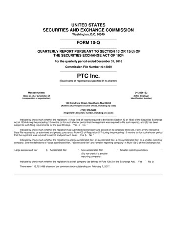 Thumbnail PTC 10-Q Quarterly Report FY2017 