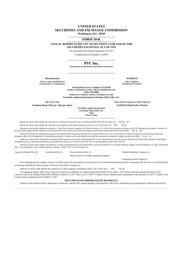 Thumbnail PTC 10-K Annual Report 2017