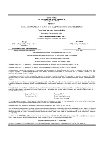 Thumbnail United Community Bank 10-K Annual Report 