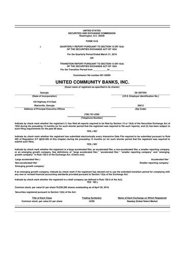 Thumbnail United Community Bank 10-Q Quarterly Report FY 