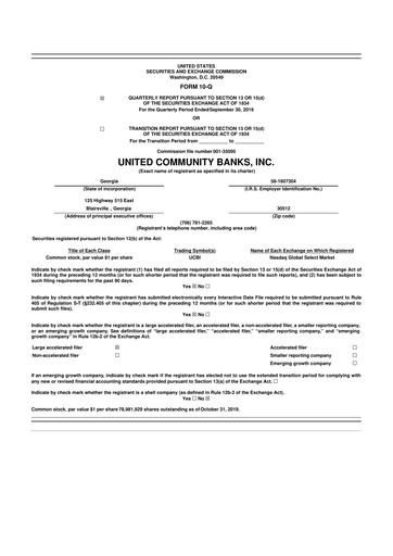 Thumbnail United Community Bank 10-Q Quarterly Report FY 