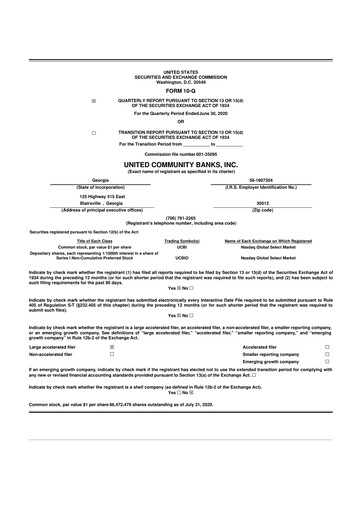 Thumbnail United Community Bank 10-Q Quarterly Report FY 