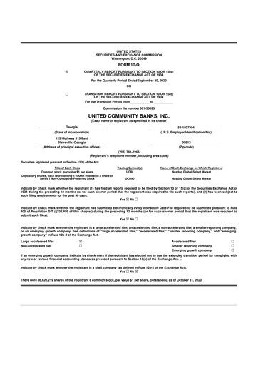 Thumbnail United Community Bank 10-Q Quarterly Report FY 