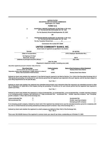 Thumbnail United Community Bank 10-Q Quarterly Report FY 