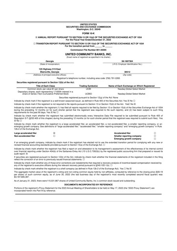 Thumbnail United Community Bank 10-K Annual Report 