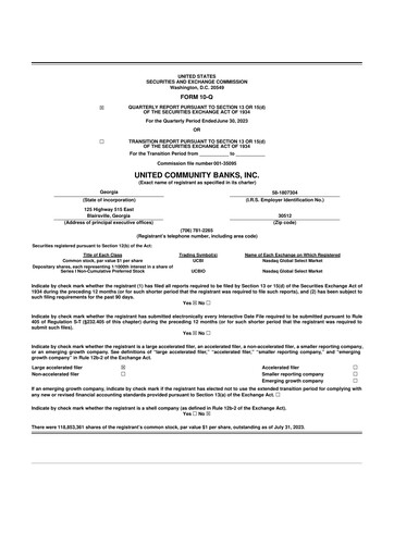 Thumbnail United Community Bank 10-Q Quarterly Report FY 