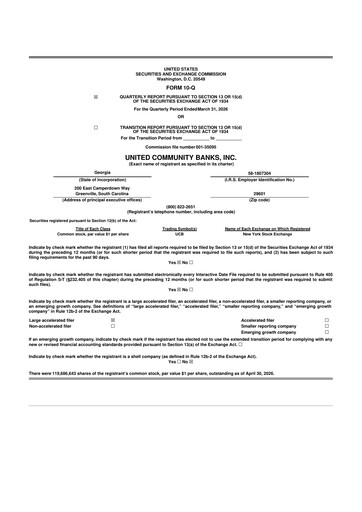 Thumbnail United Community Bank 10-Q Quarterly Report FY 