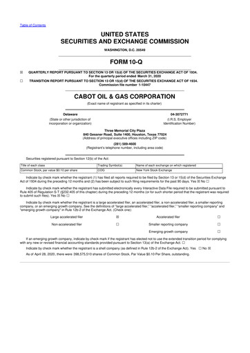 Thumbnail Coterra Energy 10-Q Quarterly Report FY2020 