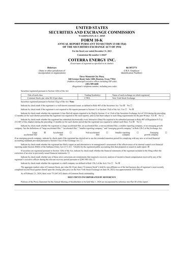 Thumbnail Coterra Energy 10-K Annual Report 2023