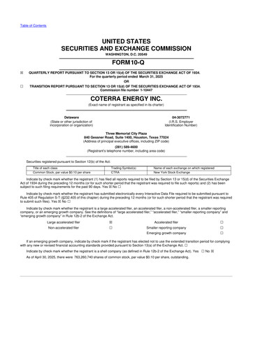 Thumbnail Coterra Energy 10-Q Quarterly Report FY2025 