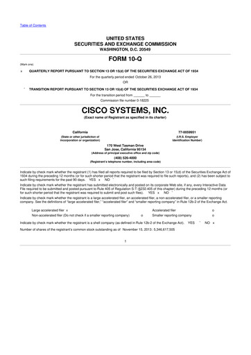 Thumbnail Cisco 10-Q Quarterly Report FY2014 