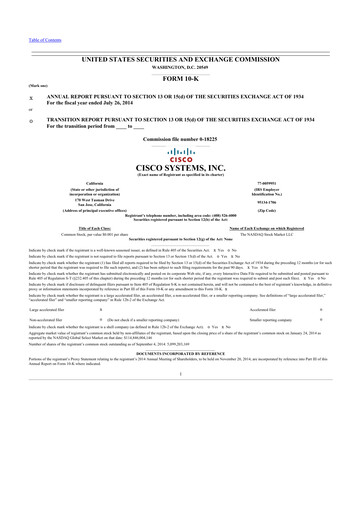 Thumbnail Cisco 10-K Annual Report 2014