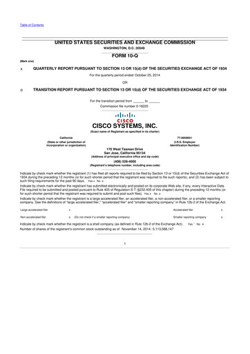 Thumbnail Cisco 10-Q Quarterly Report FY2015 