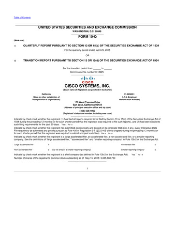 Thumbnail Cisco 10-Q Quarterly Report FY2015 