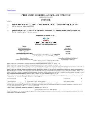 Thumbnail Cisco 10-K Annual Report 2015