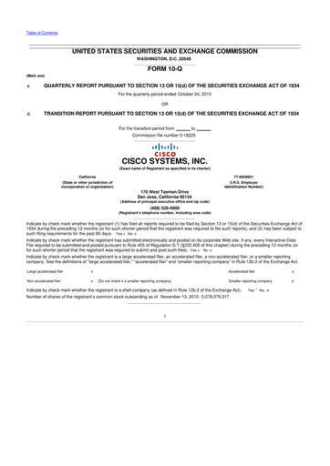 Thumbnail Cisco 10-Q Quarterly Report FY2016 