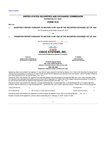 Thumbnail Cisco 10-Q Quarterly Report FY2016 