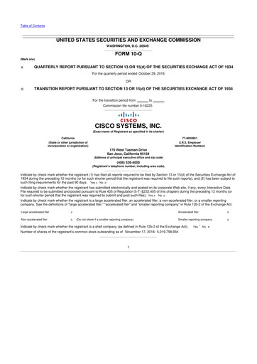 Thumbnail Cisco 10-Q Quarterly Report FY2017 