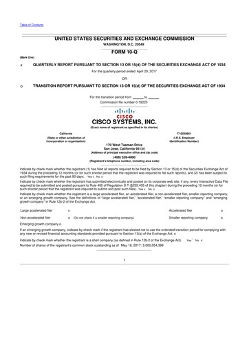 Thumbnail Cisco 10-Q Quarterly Report FY2017 