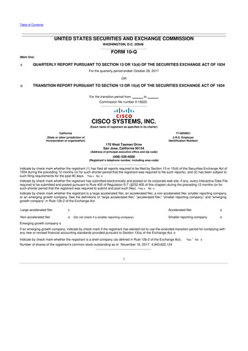 Thumbnail Cisco 10-Q Quarterly Report FY2018 