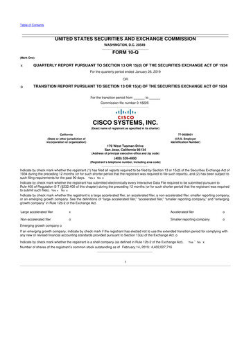 Thumbnail Cisco 10-Q Quarterly Report FY2019 