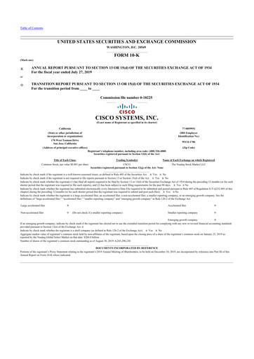 Thumbnail Cisco 10-K Annual Report 2019