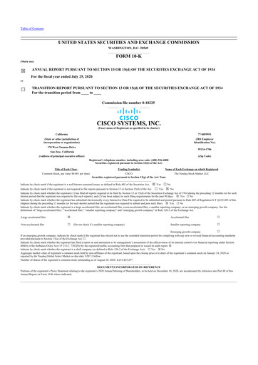 Thumbnail Cisco 10-K Annual Report 2020