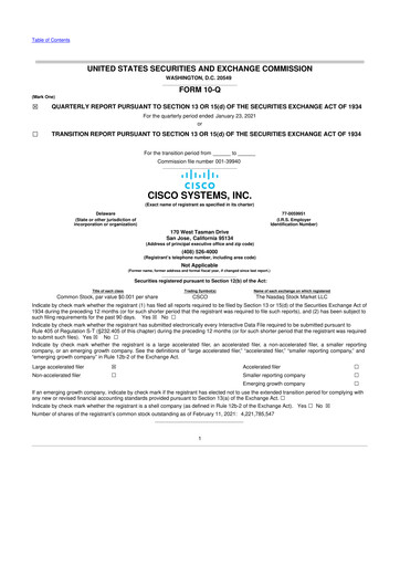 Thumbnail Cisco 10-Q Quarterly Report FY2021 