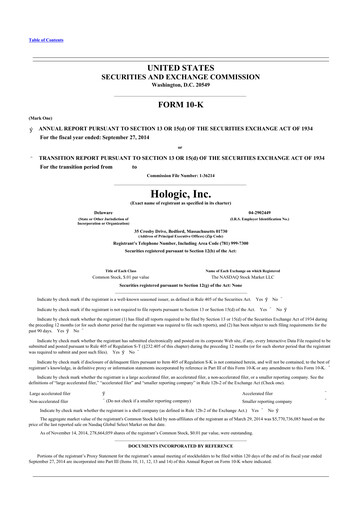 Thumbnail Hologic 10-K Annual Report 2014