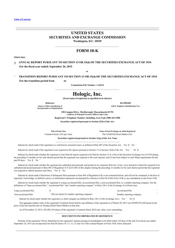 Thumbnail Hologic 10-K Annual Report 2015